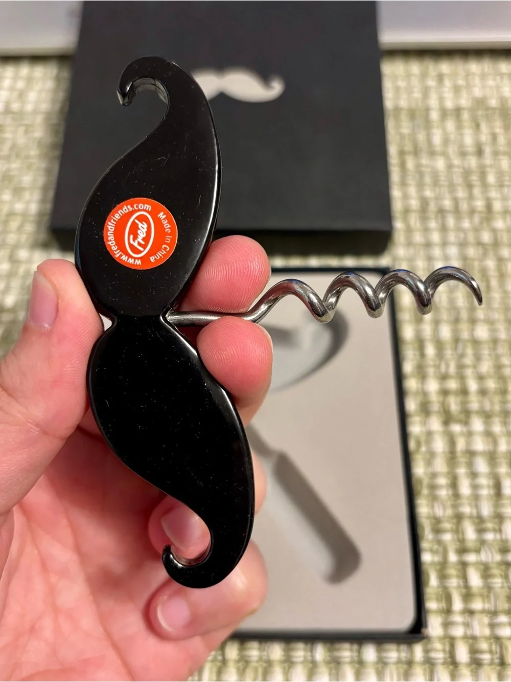 Fred Handlebar Mustache Wine Bottle Opener NEW Black